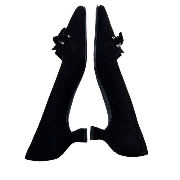 Stuart Weitzman Women's Suede Leather Kitten Heel Pump Dress Shoes Black Size 5 - Picture 9 of 10